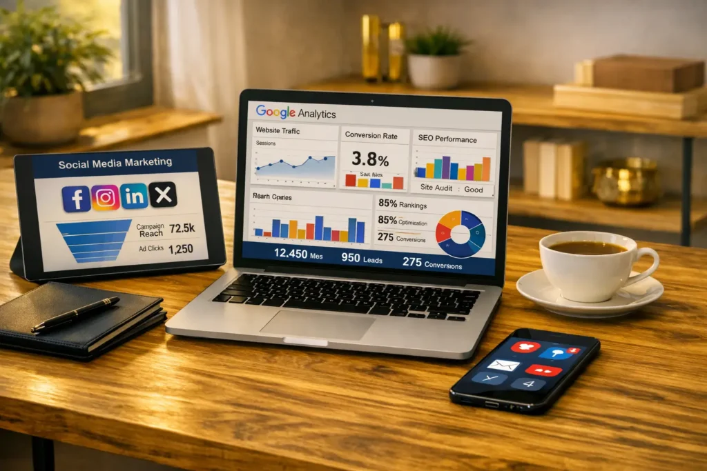 Digital markedsføring med SEO, Google Ads og leadgenerering